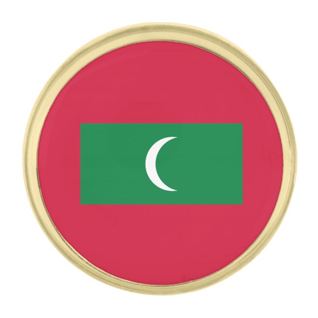 Maldives Flag Gold Finish Lapel Pin (Front)