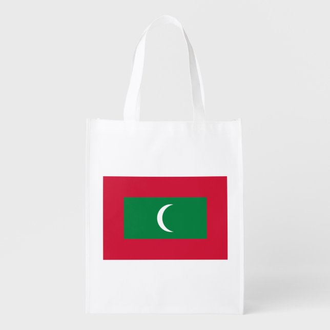 Maldives Flag Grocery Bag (Front)