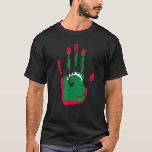 Maldives Flag Hand Men Women Kids T_Shirt