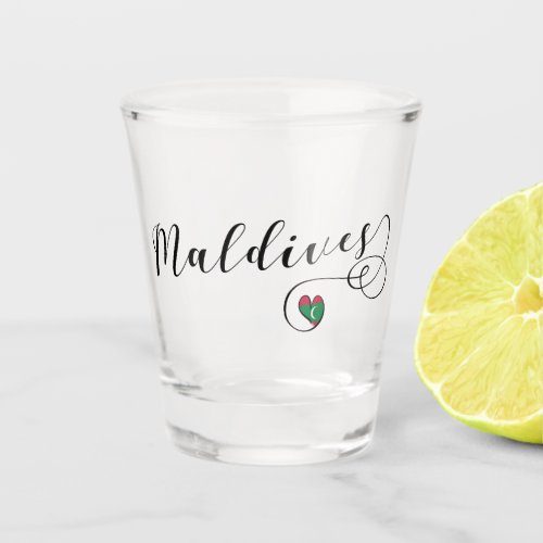 Maldives Flag Heart Maldivian Shot Glass