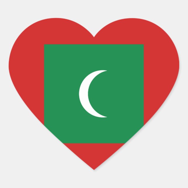 Maldives Flag Heart Sticker (Front)