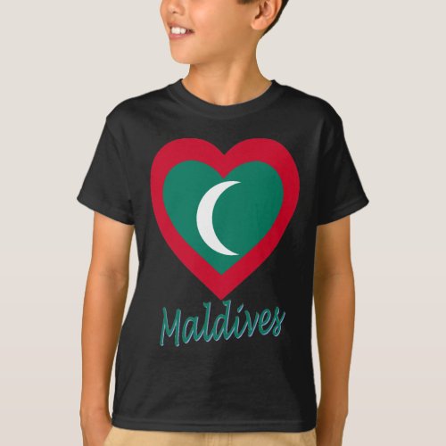 Maldives Flag Heart T_Shirt