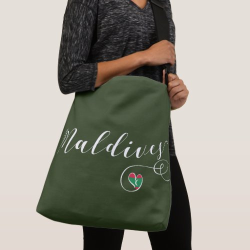 Maldives Flag in Heart Maldivian Crossbody Bag