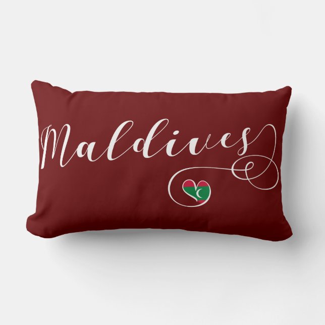 Maldives Flag, Maldivian Heart Lumbar Pillow (Front)
