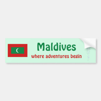 Maldives Flag + Map Bumper Sticker
