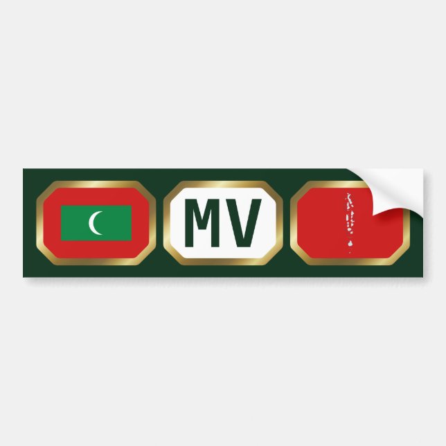 Maldives Flag Map Code Bumper Sticker (Front)