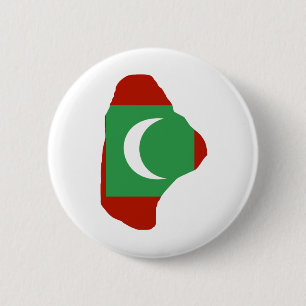Maldives Flag Map full size Pinback Button