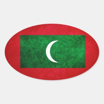 Maldives Flag Oval Sticker by FlagWare at Zazzle