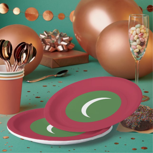 Maldives flag paper plates (Multi)