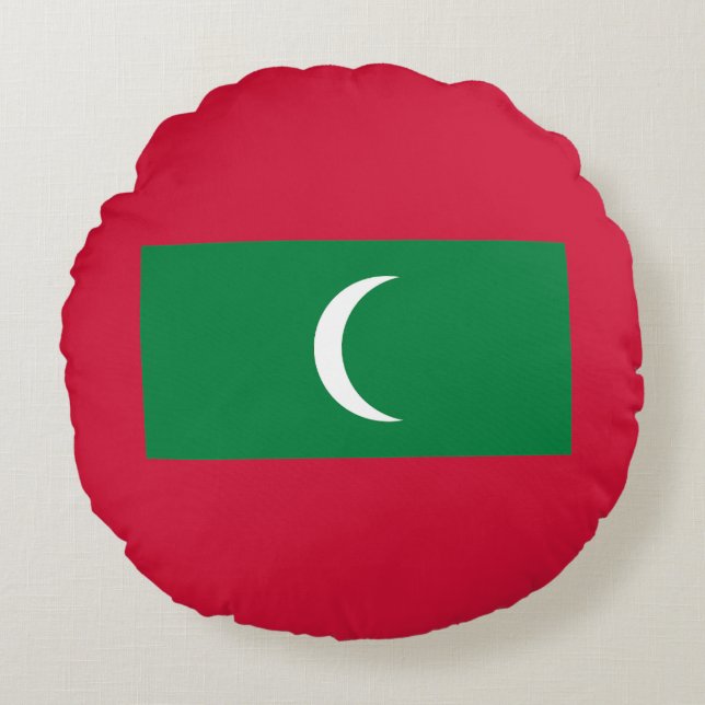 Maldives Flag Round Pillow (Front)