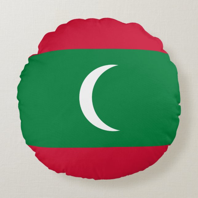 Maldives Flag Round Pillow (Front)