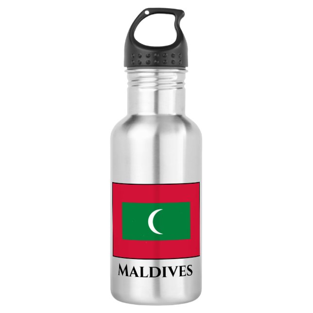 Maldives Flag Stainless Steel Water Bottle (Front)