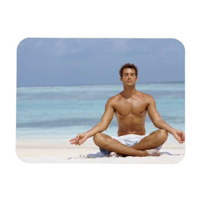 Maldives, Handsome young man meditating in a Magnet (Horizontal)