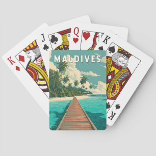 Maldives Illustration Travel Art Vintage Poker Cards