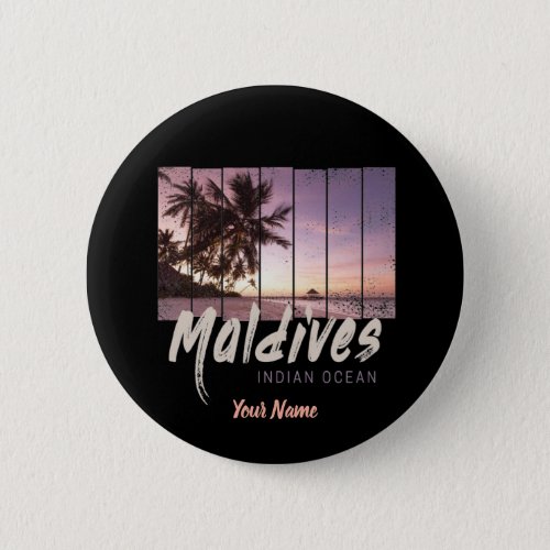 Maldives Indian Ocean vintage sunset souvenir Button