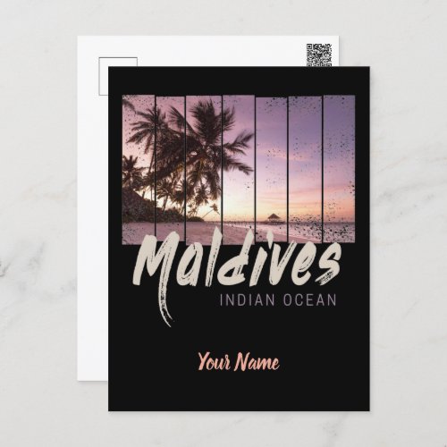 Maldives Indian Ocean vintage sunset souvenir Holiday Postcard