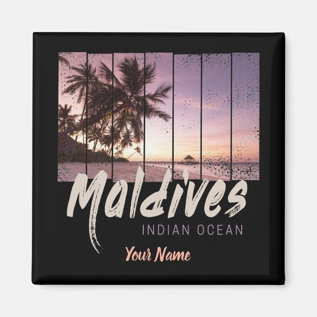 Maldives Indian Ocean vintage sunset souvenir Magnet (Front)