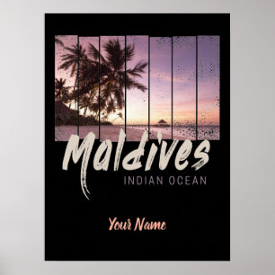 Maldives Indian Ocean vintage sunset souvenir Poster
