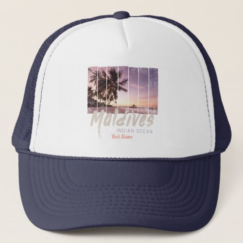 Maldives Indian Ocean vintage sunset souvenir Trucker Hat
