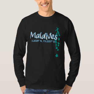 Maldives Islands Coordinates Tourist Vacation T-Shirt