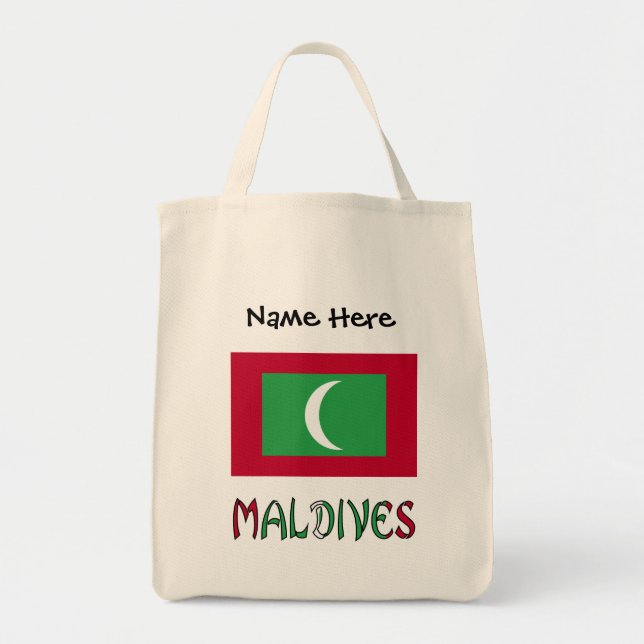 Maldives Maldivian Flag Black Personalization  Tote Bag (Front)