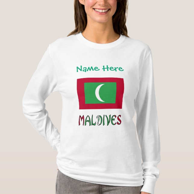 Maldives Maldivian Flag Green Personalization  T-Shirt (Front)