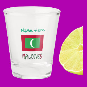 Maldives Maldivian Flag Green Personalized  Shot Glass