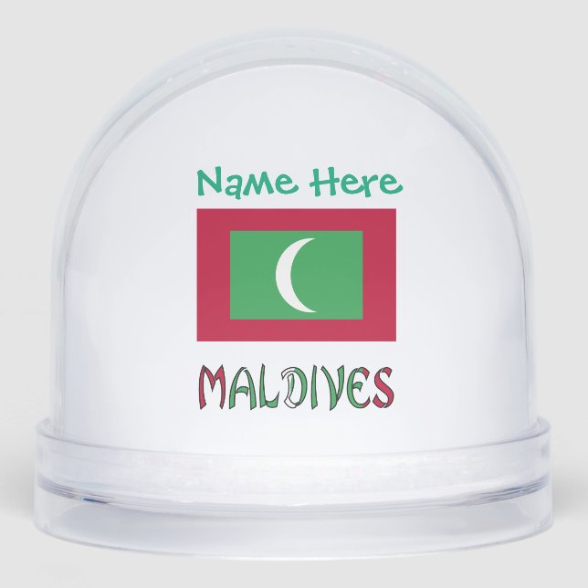 Maldives Maldivian Flag Green Personalized  Snow Globe (Front)