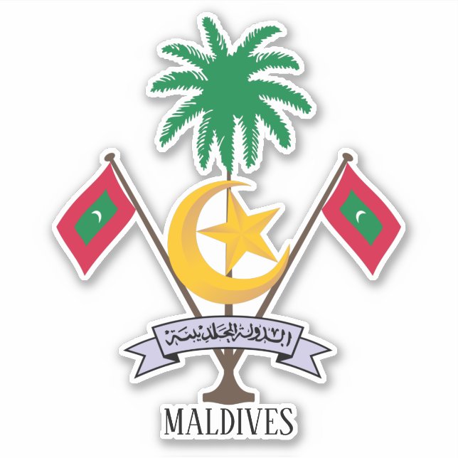 Maldives National Emblem Patriotic Sticker (Front)