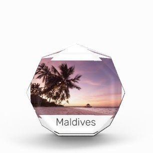Maldives Ocean Indian Beach Sunset Island Souvenir Acrylic Award