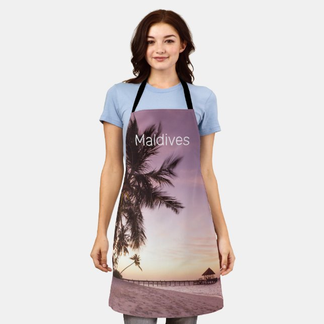 Maldives Ocean Indian Beach Sunset Island Souvenir Apron (Worn)