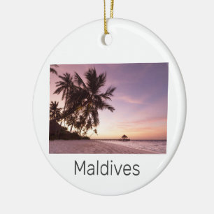 Maldives Ocean Indian Beach Sunset Island Souvenir Ceramic Ornament