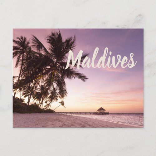 Maldives Ocean Indian Beach Sunset Island Souvenir Holiday Postcard