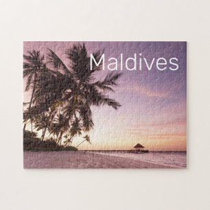 Maldives Ocean Indian Beach Sunset Island Souvenir Jigsaw Puzzle