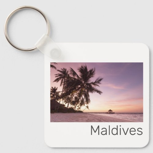 Maldives Ocean Indian Beach Sunset Island Souvenir Keychain
