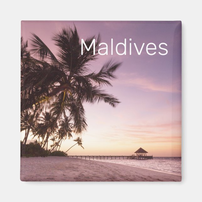 Maldives Ocean Indian Beach Sunset Island Souvenir Magnet (Front)