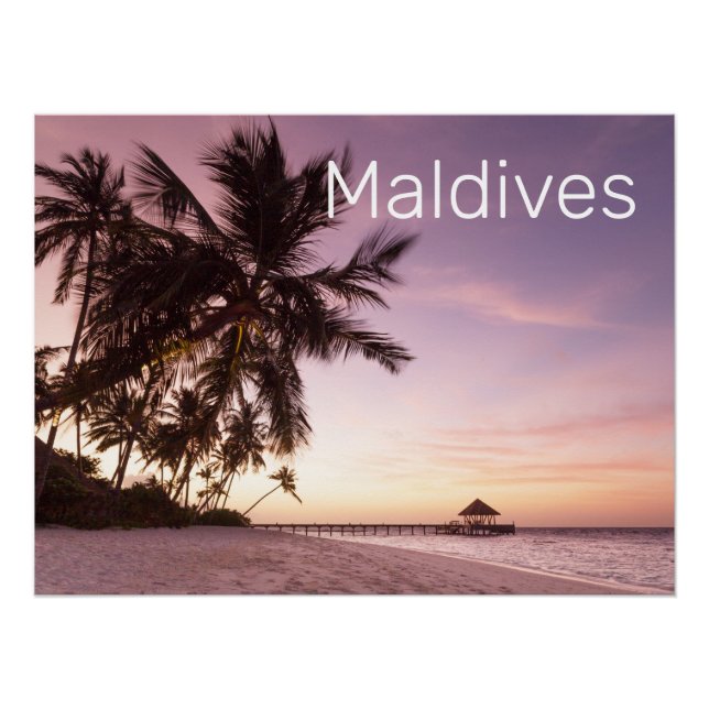 Maldives Ocean Indian Beach Sunset Island Souvenir Poster (Front)