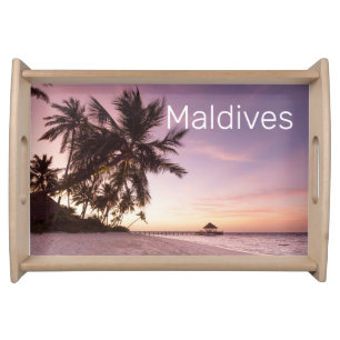 Maldives Ocean Indian Beach Sunset Island Souvenir Serving Tray
