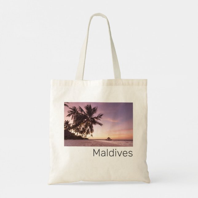 Maldives Ocean Indian Beach Sunset Island Souvenir Tote Bag (Back)