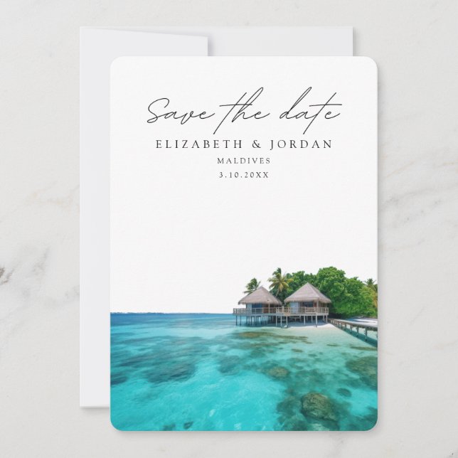 Maldives Photo Save the Date Wedding Invitation (Front)