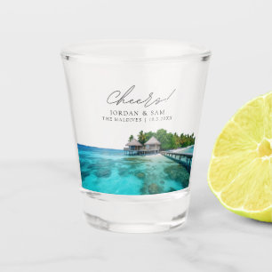 Maldives Photo Wedding Favor Cheers Shot Glass