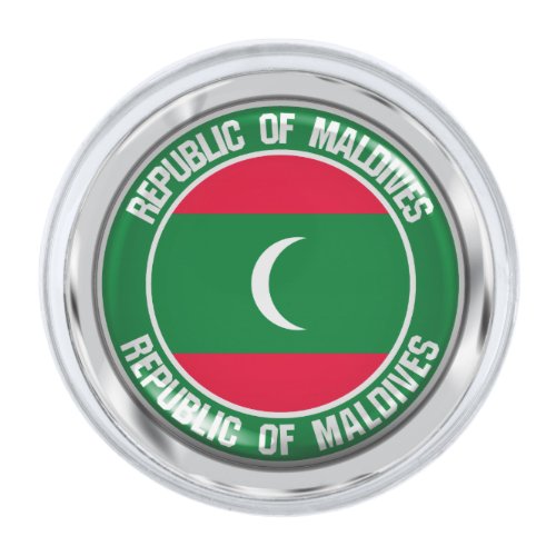Maldives Round Emblem Silver Finish Lapel Pin