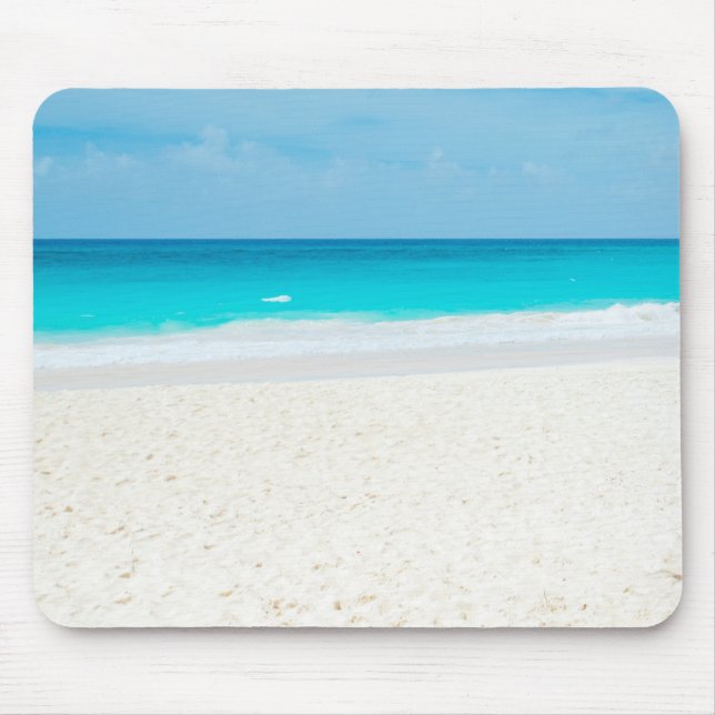 Maldives Sand Blue Sea Sky White Clouds Template Mouse Pad (Front)