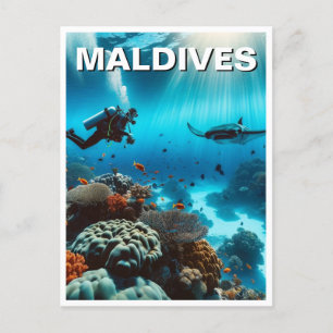 Maldives Scuba Diving Travel Postcard