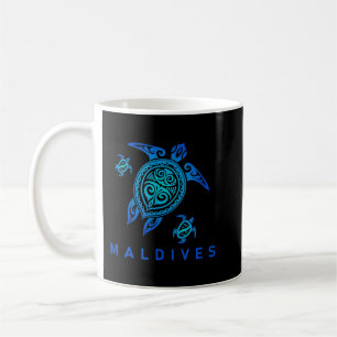 Maldives  Sea Blue Tribal Turtle Coffee Mug