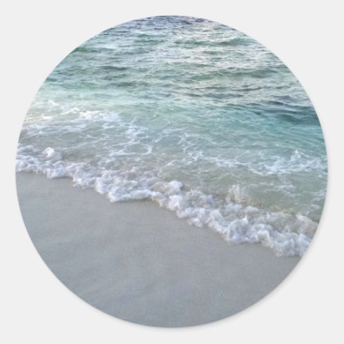 Maldives Sea Waves Sand Blank Template Nature Classic Round Sticker