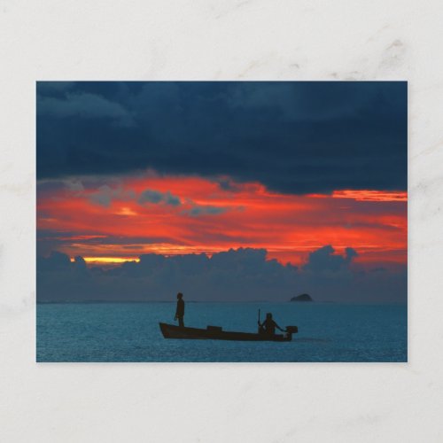 Maldives Sun Island Gorgeous Sunset And Boat Postcard