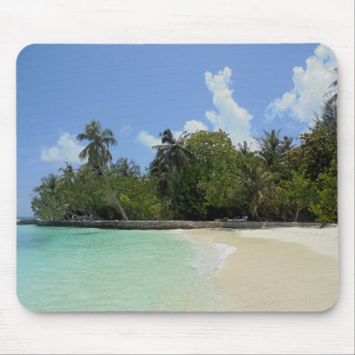 Maldives Template Blue Sea Sky White Clouds Sand Mouse Pad