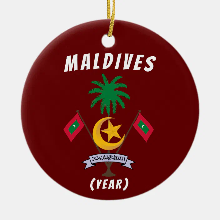 Holiday Seasons Maldive Islands Heart Round Porcelain Ornament 