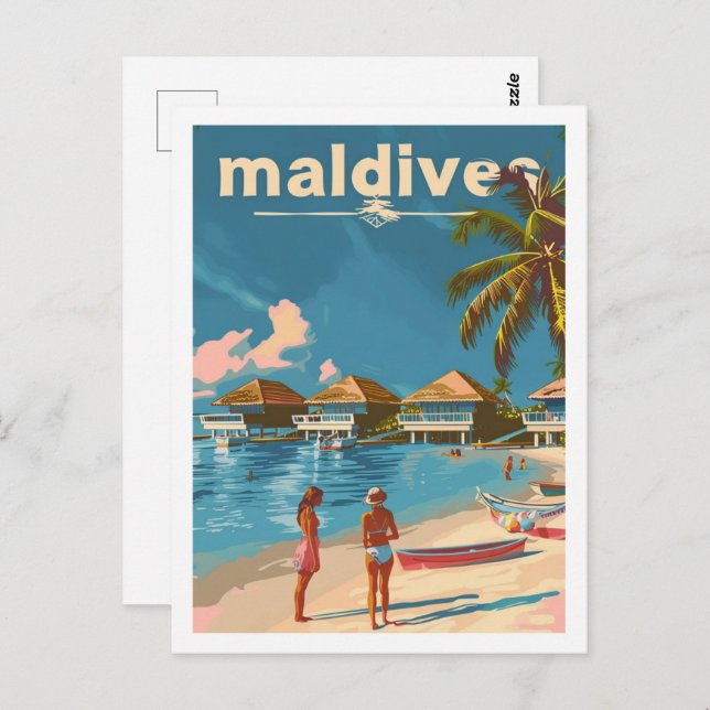 Maldives Vintage Famous Travel Place Postcard (Front/Back)